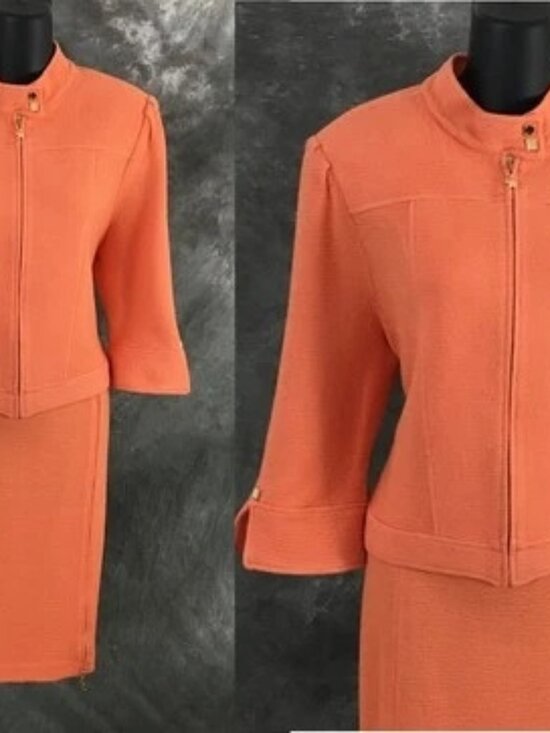 St. John Dresses & Skirts - BEAUTIFUL St John collection knit orange jacket skirt suit size 8